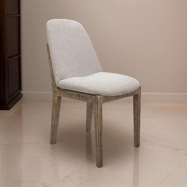 Benjara Kohl Dining Side Chair Set Of 2, Handcrafted, Beige Upholstered